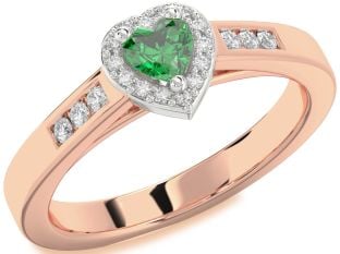Diamond Emerald White Rose Gold Heart Promise Ring