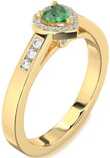 Diamond Emerald Gold Heart Promise Ring