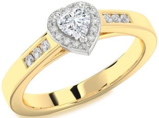 Diamond White Yellow Gold Heart Promise Ring