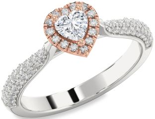 Diamond Silver & 10K Rose Gold Heart Promise Ring