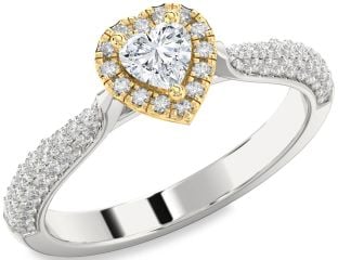 Diamond White Yellow Gold Heart Promise Ring