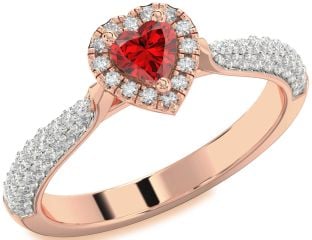 Diamond Ruby Rose Gold Heart Promise Ring