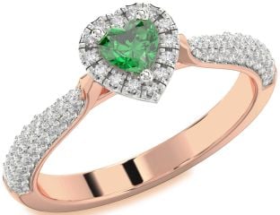 Diamond Emerald White Rose Gold Heart Promise Ring