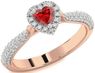 Diamond Ruby White Rose Gold Heart Promise Ring