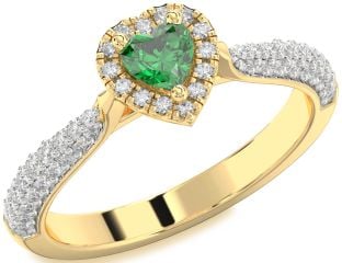 Diamond Emerald Gold Heart Promise Ring