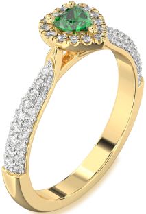 Diamond Emerald Gold Heart Pave Promise Ring