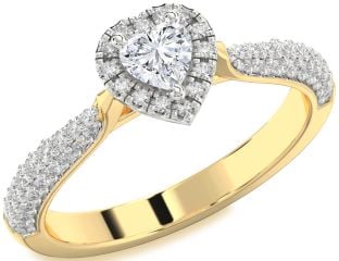 Diamond White Yellow Gold Heart Promise Ring