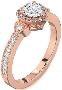 Diamond Rose Gold Heart Halo Engagement Ring