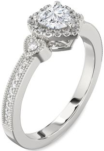 Diamond Platinum Heart Halo Engagement Ring