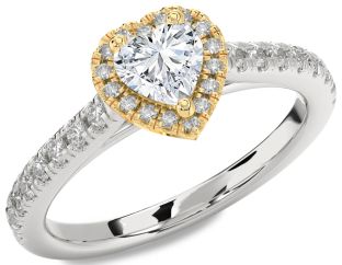 Diamond White Yellow Gold Heart Promise Ring