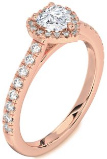 Diamond Rose Gold Heart Halo Pave Engagement Ring