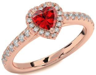 Diamond Ruby Rose Gold Heart Promise Ring