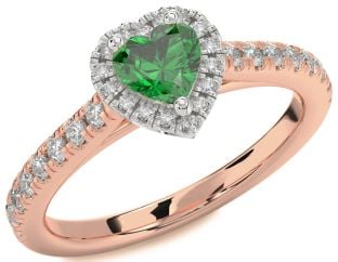 Diamond Emerald White Rose Gold Heart Promise Ring
