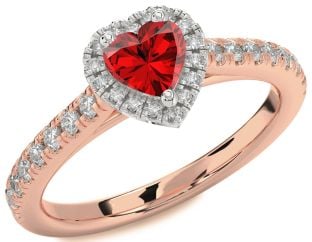 Diamond Ruby White Rose Gold Heart Promise Ring