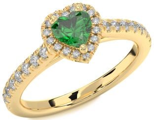 Diamond Emerald Gold Heart Promise Ring