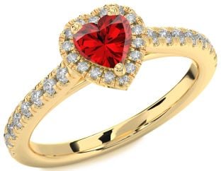 Diamond Ruby Gold Heart Promise Ring