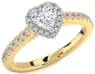 Diamond White Yellow Gold Heart Promise Ring