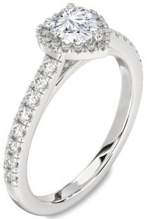 Diamond Platinum Heart Halo Pave Engagement Ring