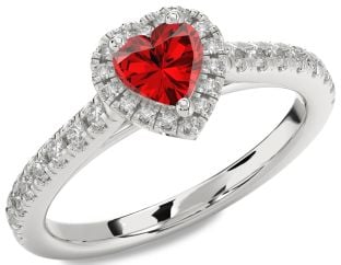 Diamond Ruby White Gold Heart Promise Ring
