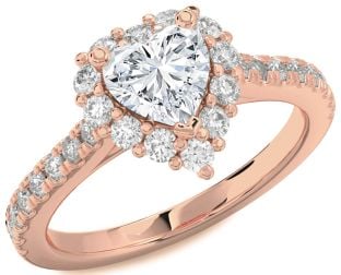 Diamond Rose Gold Heart Halo Solitaire Pave Engagement Ring