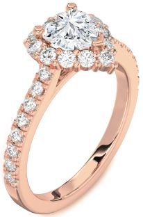 Diamond Rose Gold Heart Halo Pave Engagement Ring