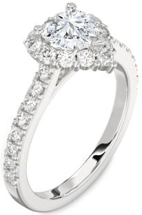 Diamond Platinum Heart Halo Pave Engagement Ring