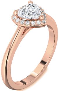 Diamond Rose Gold Heart Halo Engagement Ring