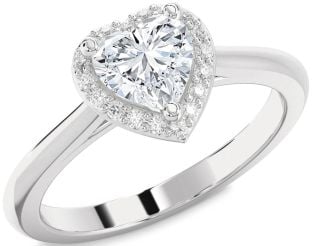 Diamond Platinum Heart Halo Solitaire Engagement Ring
