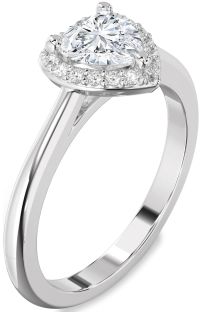 Diamond Platinum Heart Halo Engagement Ring