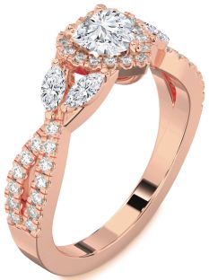 Diamond Rose Gold Heart Halo Engagement Ring
