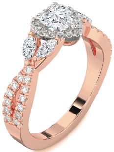 Diamond White Rose Gold Heart Halo Engagement Ring