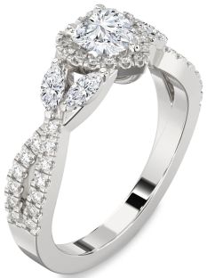 Diamond Platinum Heart Halo Engagement Ring