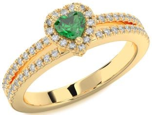 Diamond Emerald Gold Heart Promise Ring