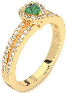 Diamond Emerald Gold Heart Pave Promise Ring