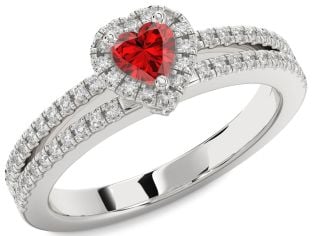 Diamond Ruby White Gold Heart Promise Ring