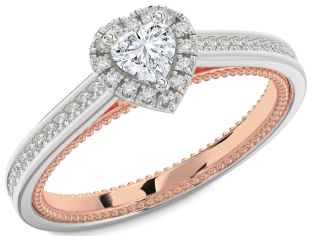 Diamond Platinum & Rose Gold Heart Promise Ring