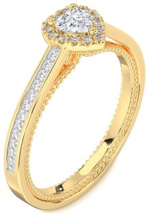 Diamond Gold Heart Pave Promise Ring