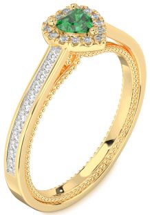 Diamond Emerald Gold Heart Pave Promise Ring