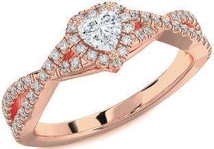 Diamond Rose Gold Heart Knot Promise Ring