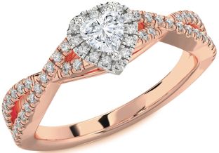 Diamond White Rose Gold Heart Knot Promise Ring