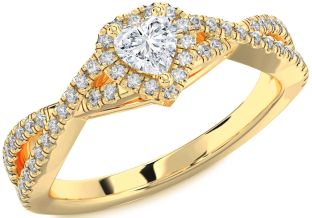 Diamond Gold Heart Knot Promise Ring