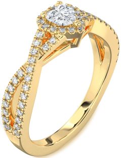 Diamond Gold Heart Pave Promise Ring