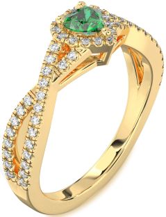 Diamond Emerald Gold Heart Pave Promise Ring