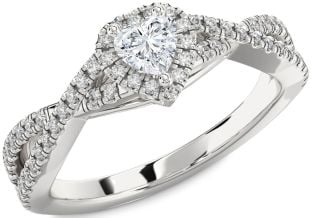 Diamond Platinum Heart Knot Promise Ring