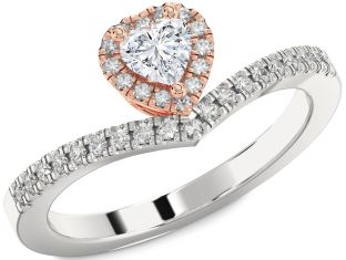 Diamond Platinum & Rose Gold Heart Promise Ring