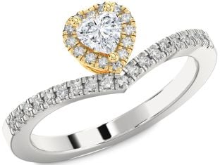 Diamond White Yellow Gold Heart Promise Ring