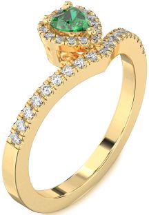Diamond Emerald Gold Heart Pave Promise Ring