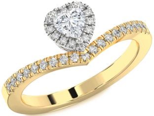 Diamond White Yellow Gold Heart Promise Ring