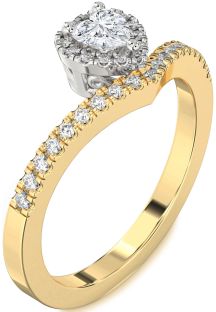Diamond Platinum & Yellow Gold Heart Pave Promise Ring