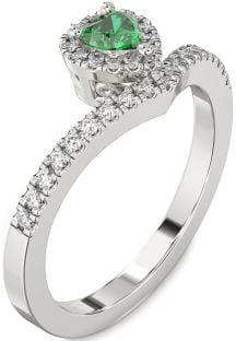 Diamond Emerald White Gold Heart Pave Promise Ring